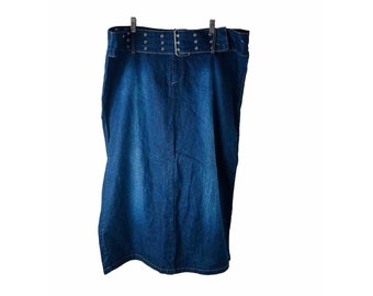 Y2K damska 3XL z paskiem długa dżinsowa spódnica dżinsowa z wyblakłymi prostymi spodniami Streetwear, damska długa spódnica dżinsowa, Y2K spódnica dżinsowa, damska długa spódnica