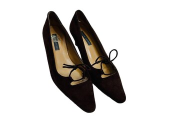 90s Ralph Lauren Black Label Velour Velvet Kitten Heels Pumps 6 Italy, Ralph Lauren Womens Pumps, Vintage Kitten Heels, Velour Pumps