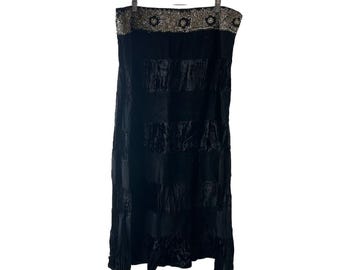 Y2K Feminino XL Preto Embelezado Burnout Veludo Broomstick Saia, Saia Maxi Feminina, Saia Vintage Broomstick, Saia Fada, Saia de Veludo