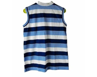 70s Womens Large Color Block Stripe Sleeveless Blouse Tank Top Hippy Preppy, Womens Sleeveless Blouse, Vintage Striped Tank Top, 1970s Shirt