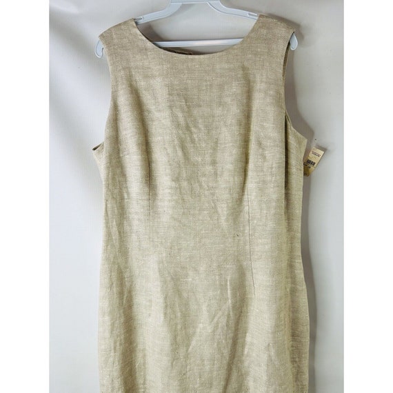 VTG 90s Womens 16 Gauzy Linen Sleeveless Sheath D… - image 3