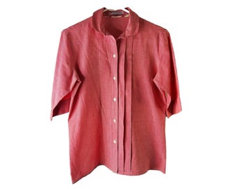 70s Levis Womens 10 Red Gingham Plaid Button Shirt Western Cowgirl, Levis Womens Button Shirt, Vintage Western Shirt, Gingham Plaid Shirt