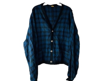 Jaren '90 Pendleton Heren Grote Scheerwol Plaid Lichtgewicht Papa Vest Trui, Pendleton Heren Vest Trui, Vintage Papa Trui, Trui