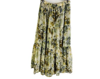 Falda larga con capas estilo palo de escoba con estampado floral estilo campestre Y2K para mujer Earthy Fair, falda con capas para mujer, falda estilo cottagecore vintage, falda estilo palo de escoba