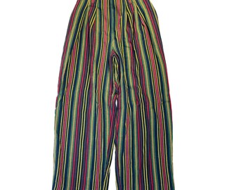 Y2K Esprit Womens 4 Medium Regenbogen Streifen Baggy Kurz Hose, Espirit Damen Hose, Damen Hose mit weitem Bein, Y2K Baggy Hose