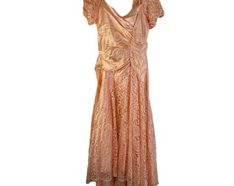 Vestido de fiesta de satén rosa con mangas abullonadas y hombros descubiertos para mujer, años 80, talla 10, vestido de fiesta de los años 80, vestido vintage con mangas abullonadas, vestido de dama de honor.