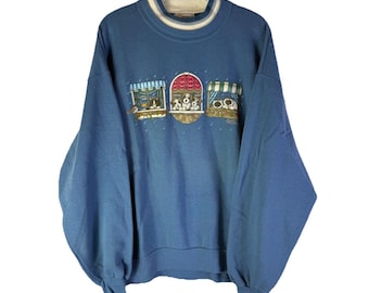 Sudadera de doble cuello con estampado de cachorro, gatito y estilo streetwear de los 90, talla grande; sudadera vintage de doble cuello; sudadera para perros; sudadera desteñida.