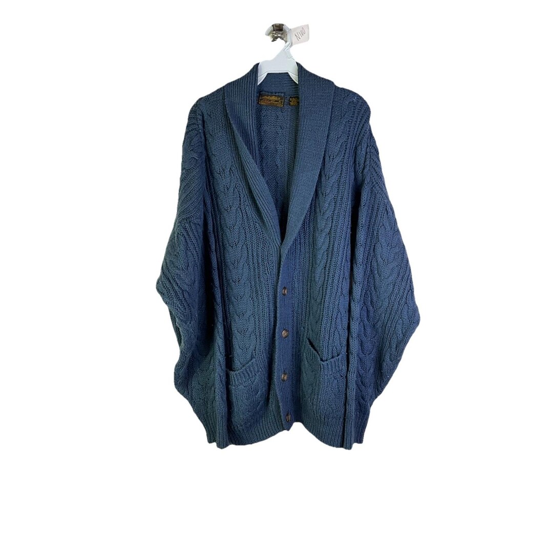 hiro625_Eddie Bauer カーディガン 80s 〜 90s 90s Eddie Bauer Mens XL Wool Cable Knit Shawl Fisherman Cardigan