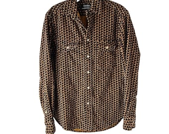Petite chemise à boutons large en velours côtelé baleine des années 80 pour femmes Disco, large chemise en velours côtelé baleine, chemisier vintage à col pointu
