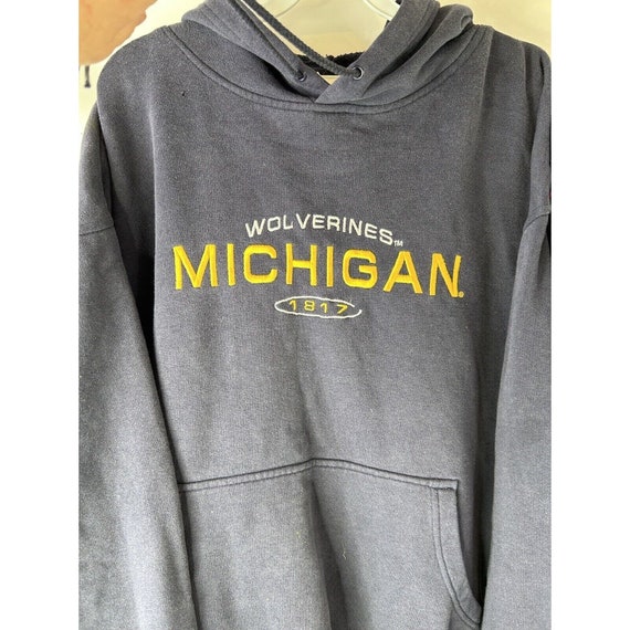 90s Michigan Wolverines Stitched Faded Hooded Swe… - image 2