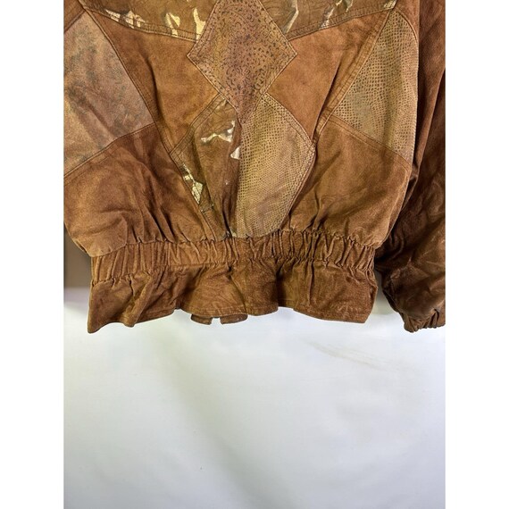 90s Womens Medium Suede Leather Patchwork Dolman … - image 10