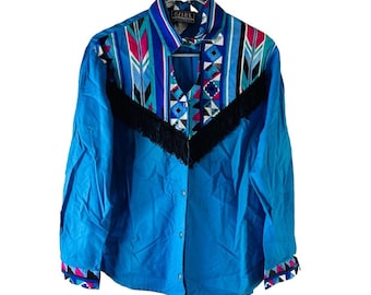 Chemise vintage Roper adulte taille L vintage cowboy imprimé