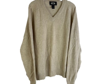 90s Mens XL Soft Cashmere Lightweight Knit V Neck Sweater Preppy Luxury, Mens Knit Sweater, Vintage Cashmere Sweater, Lightweight Sweater
