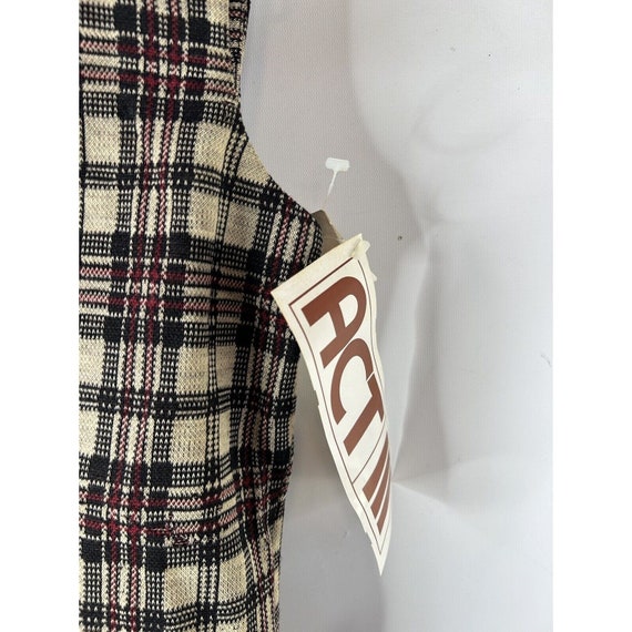 NOS 70s Womens 12 Plaid Knit Belted Jacket Blazer… - image 6
