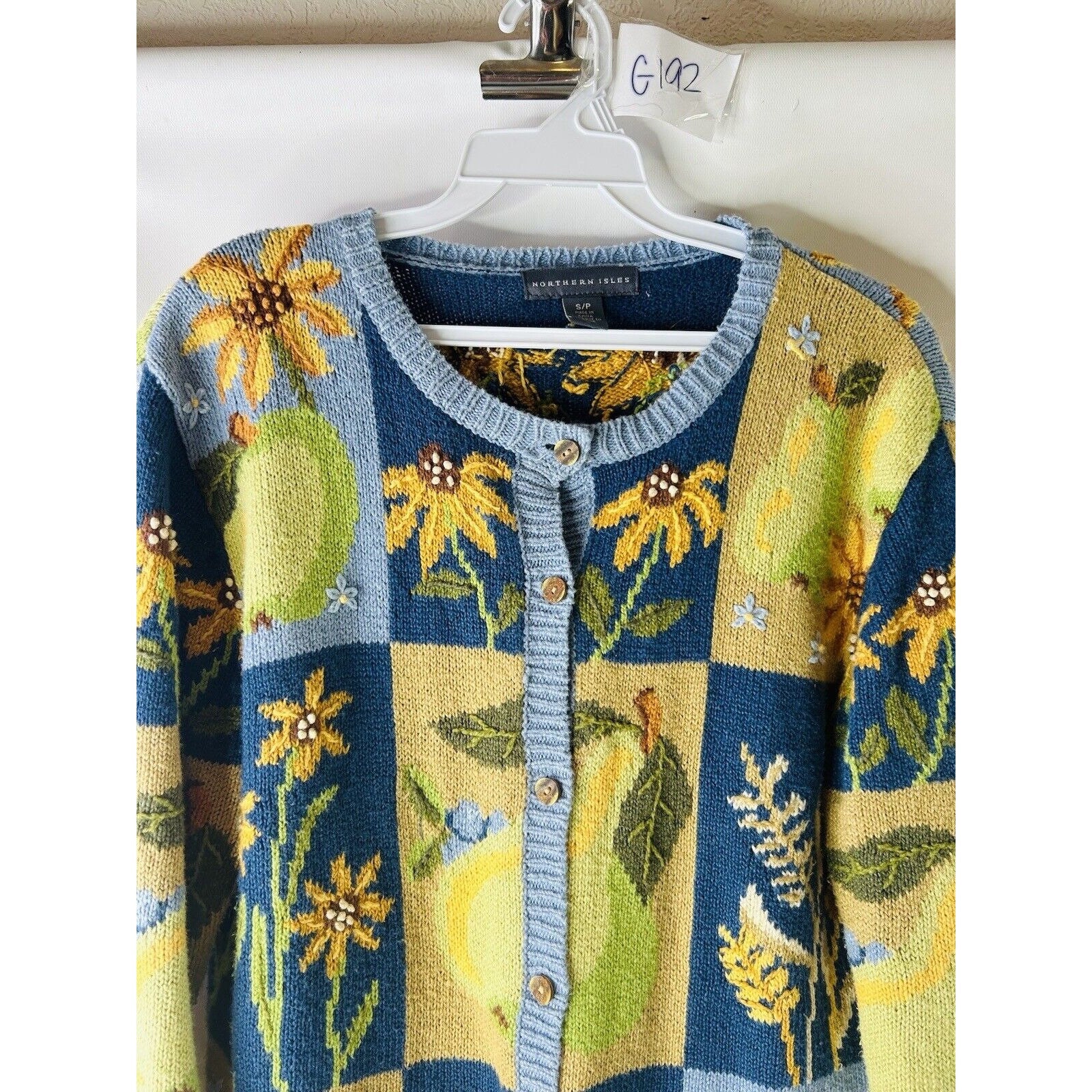 トップス 90's vintage sunflower knit cardigan Vintage 1990s Next Pink Orange Sunflower Checked Cotton