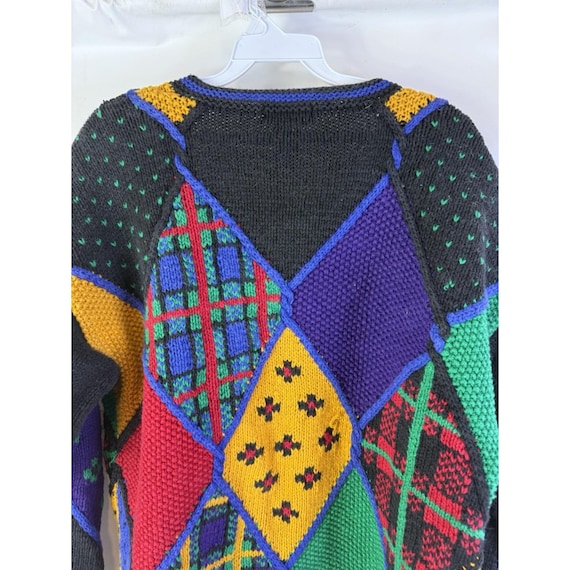 90s Whimsy Streetwear Rainbow Patchwork Cardigan … - image 8