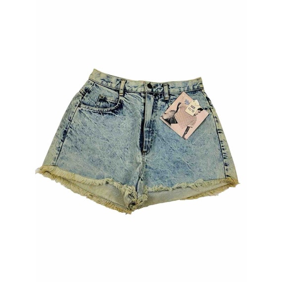 NOS 80s Womens 11/12 Acid Washed Cut Off High Ris… - image 1