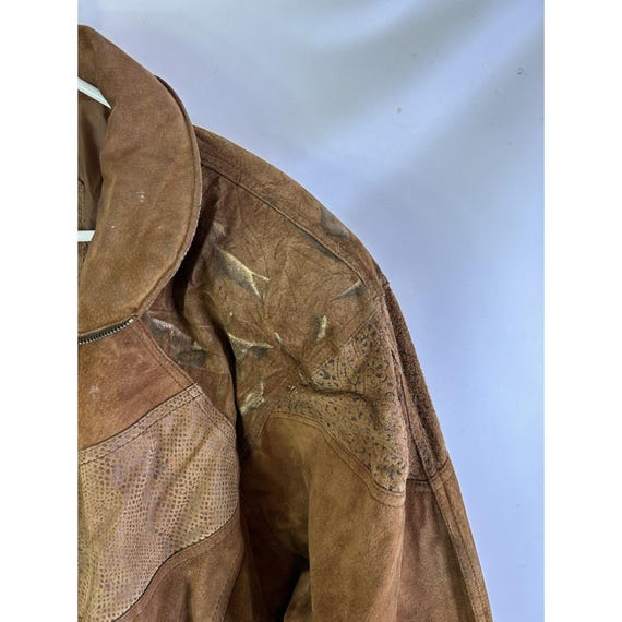 90s Womens Medium Suede Leather Patchwork Dolman … - image 7