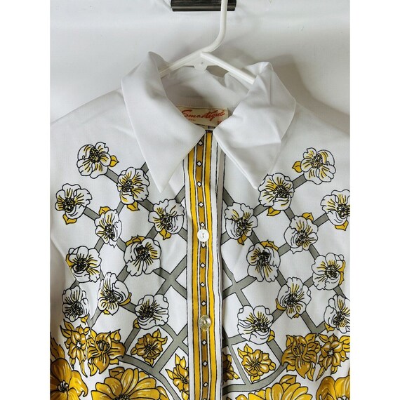 VTG 70s Womens Medium Pointed Loop Collar Floral … - image 2