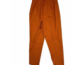 Jaren '70 Womens Medium High Rise Tapered Cotton Chino Pants Orange Preppy, Womens Chino Pants, Vintage High Rise Pants, jaren 1970 Damesbroek