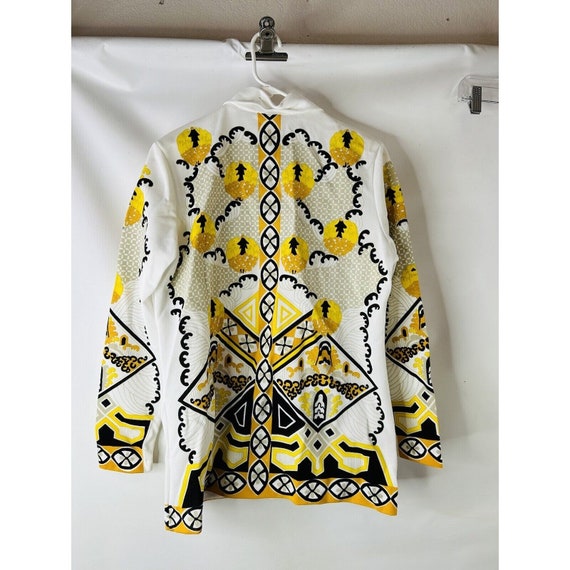 70s Womens Medium Pointed Loop Collar Printed Kni… - image 8