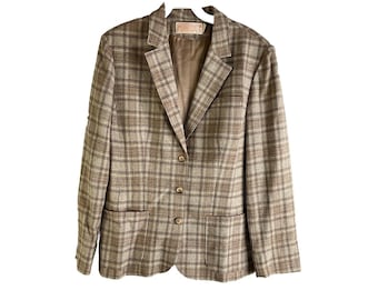 70s Pendleton Womens 14 Virgin Wool Plaid Pocket Blazer Jacket USA, Pendleton Womens Blazer. Vintage Pendleton Jacket, Womens Wool Jacket