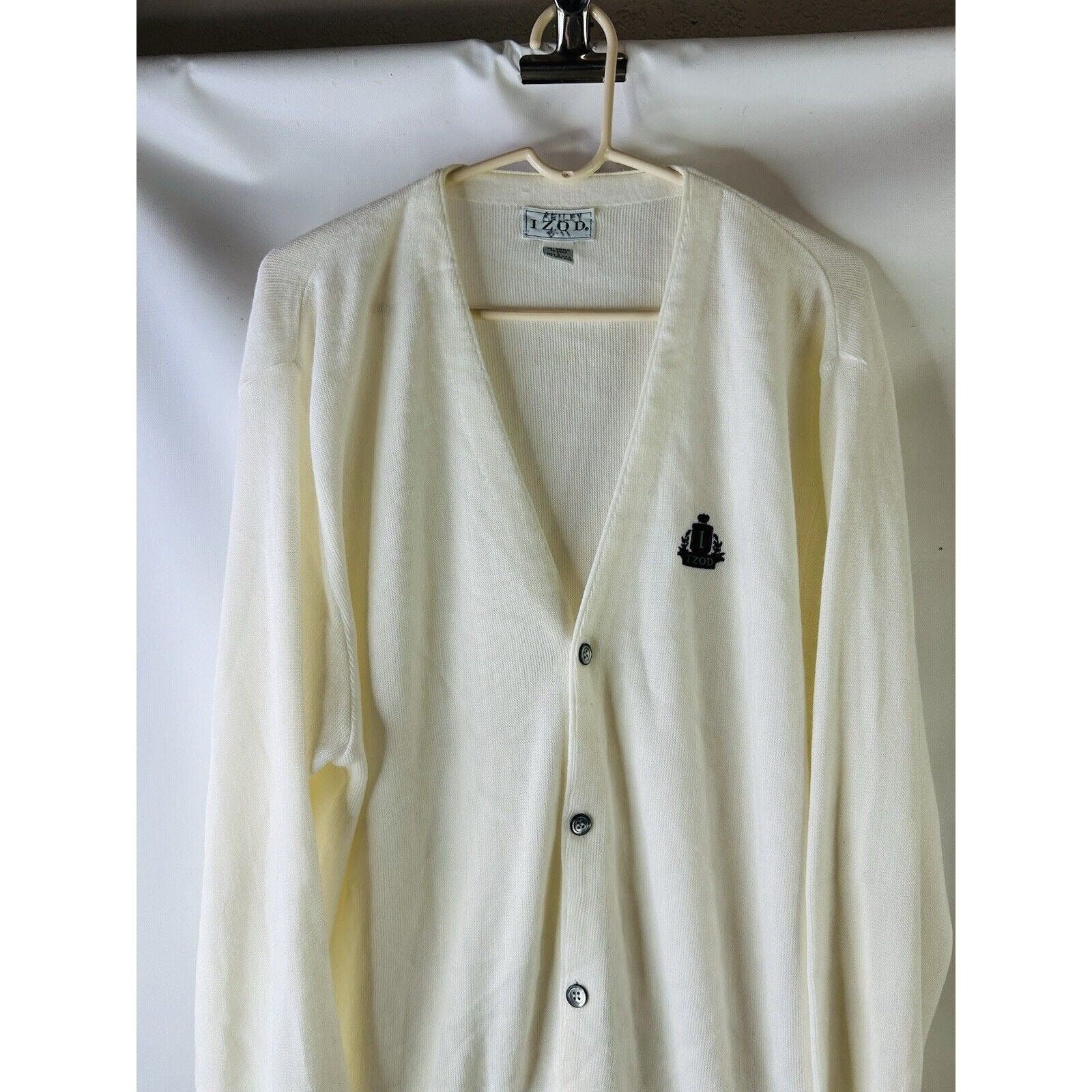 80s Mens Large Acrylic Knit Lightweight Dad Cardigan Sweater USA