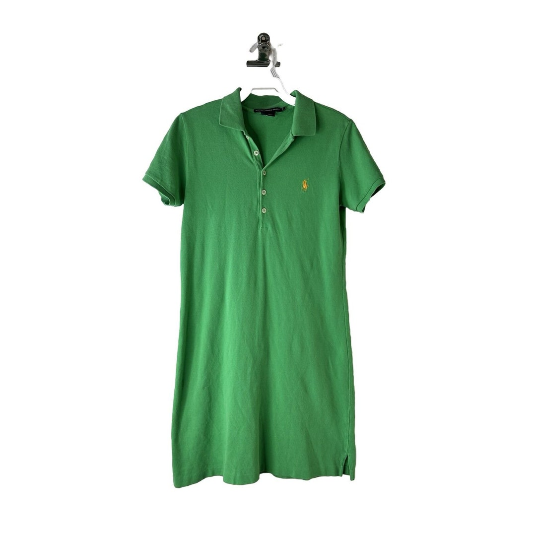 ralph lauren green shirt dress Ralph Lauren Lace-Up Trim Cotton-Blend Shirtdress