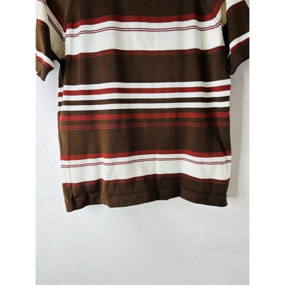 70s Womens Large Color Block Stripe Knit Collared… - image 4