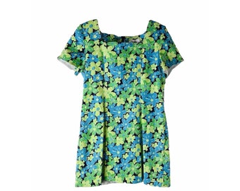 Jaren '90 Lilly Pulitzer Dames 12 Bloemenprint Korte Mouw Mini Jurk Preppy, Vintage Lilly Pulitzer Jurk, Y2K Mini Jurk, Dames Bloemenjurk