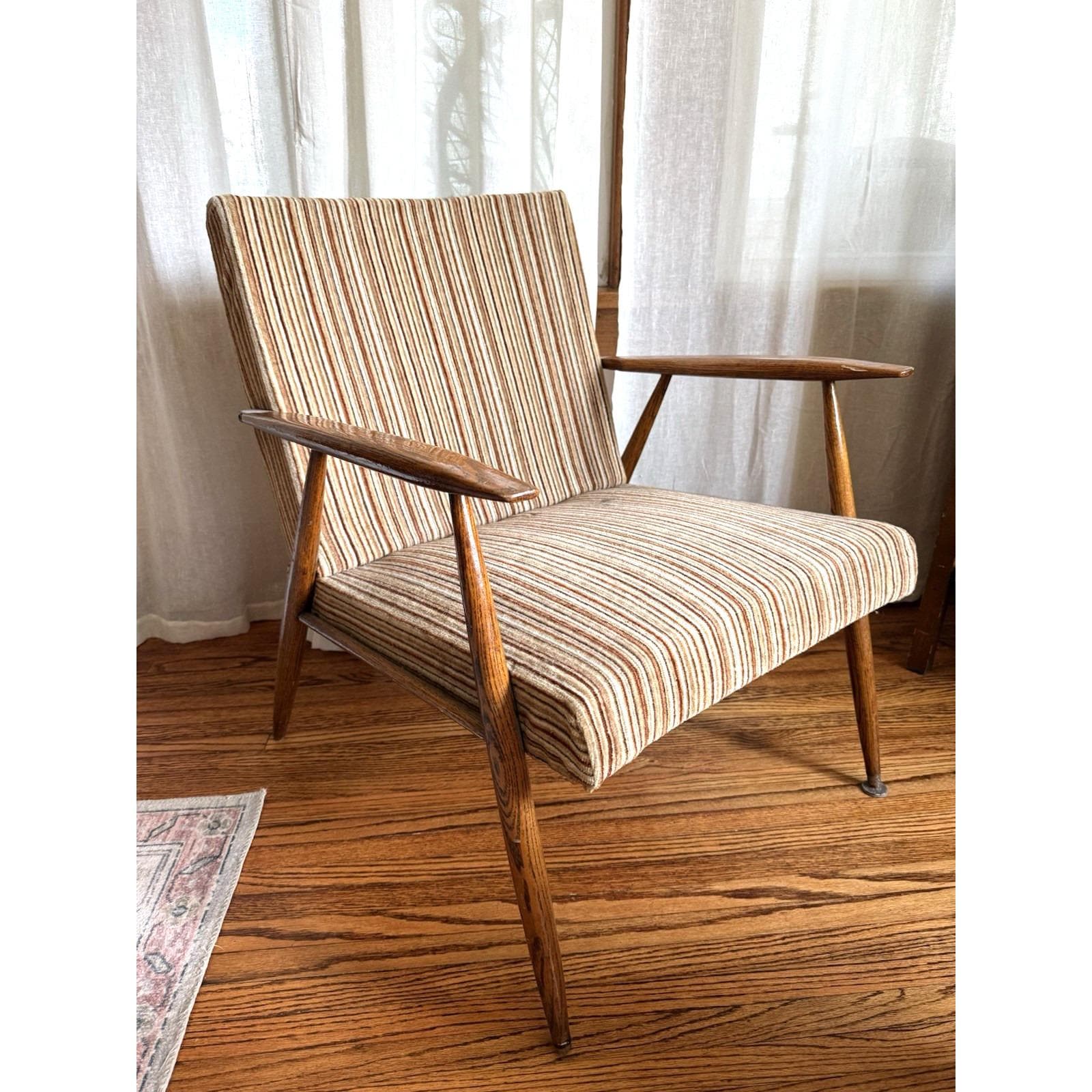 70s Wood and Leather Chair - Etsy