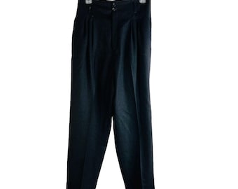 90s Womens 12 Worsted Wool Pleated High Rise Trouser Pants Old Money, Womens Wool Pleated Pants, Vintage Wool Pleated Trouser Pants