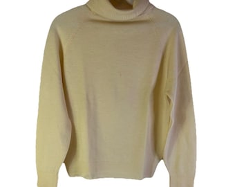 70er Jahre Pendleton Schurwolle Rollkragenpullover Ivory Damen Große USA, Pendleton Damen Pullover, Damen Schurwolle Pullover, Strickpullover