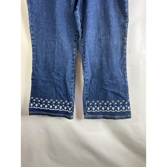 Y2K Womens 20 W Embroidered Floral Baggy Flared Jeans Skater Grunge, Womens Embroidered Jeans, Vintage Baggy Jeans, Flared Jeans View 2