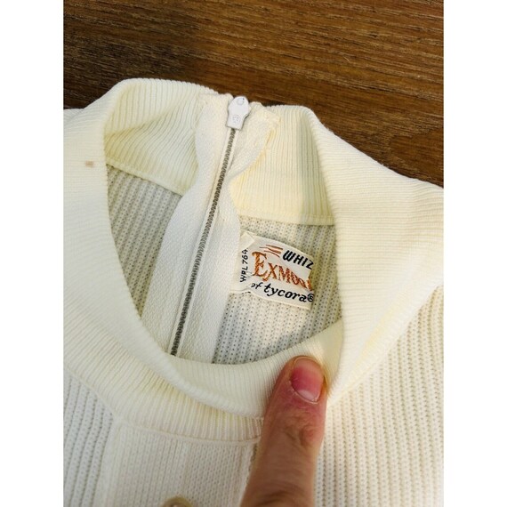 70s Womens Large Button Henley Blouse Shirt White… - image 4