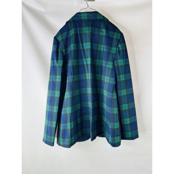 70s Womens 14 Tartan Plaid Knit Blazer Jacket Wid… - image 3