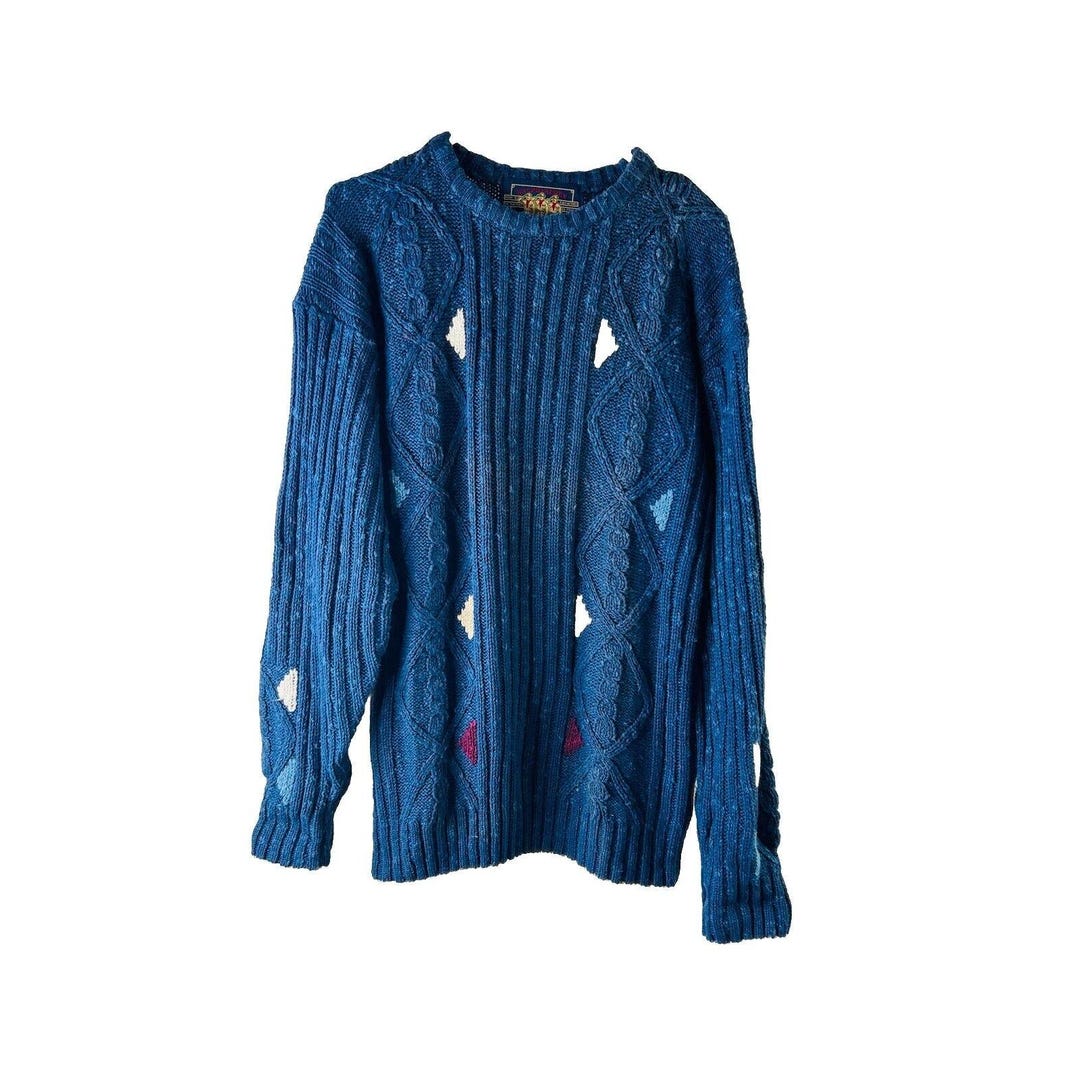90s Chaps Ralph Lauren Mens Large Linen Cotton Chunky Cable Knit ...