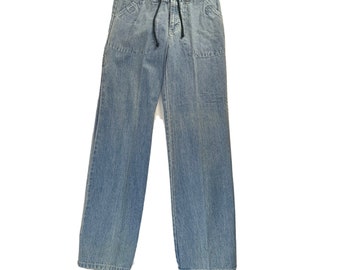 Y2K Jordache Dam 8 Baggy Cargo Blekta Blå Jeans, Vintage Jordache Damjeans, Y2K Baggy Skaterjeans, Baggy Jeans Dam