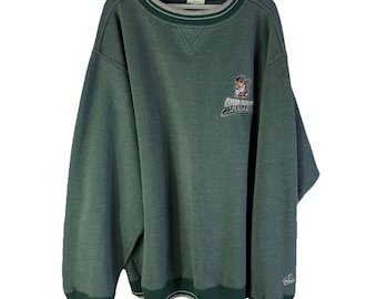 Sudadera de cuello redondo con ribete descolorido y costuras de los Silver Hawks de los 90, talla 2XL, Sudadera vintage de los Silver Hawks, Sudadera con ribete para hombre