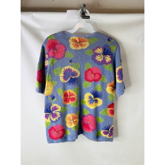 90s Womens Small Hawaiian Floral All Over Knit Sh… - image 6