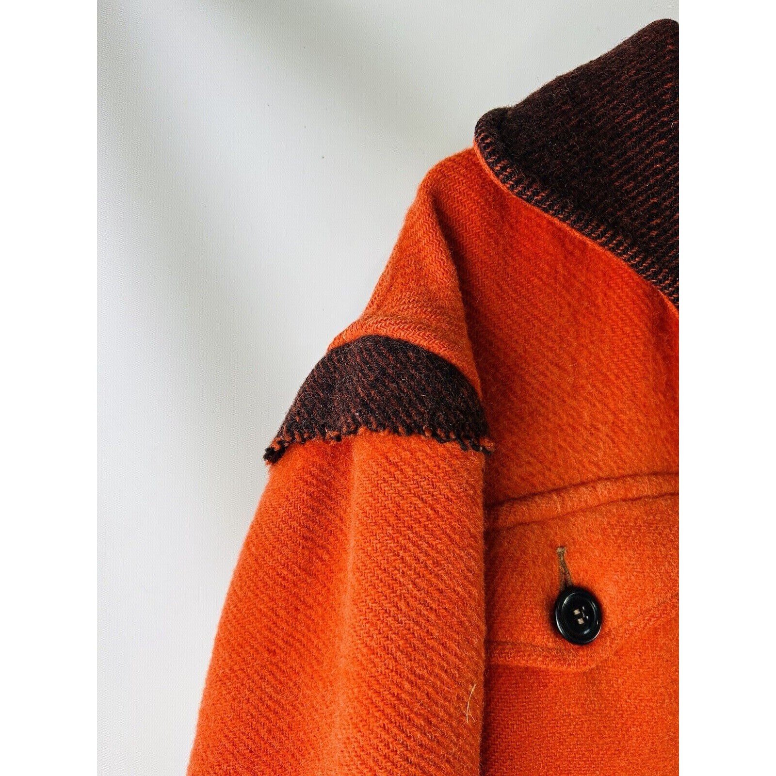 1960s Cass Mackinaw Mens XL Wool Color Block Hunting Jacket Red USA