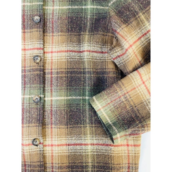 90s Womens 14 Wool Chamois Cloth Country Plaid Fr… - image 3