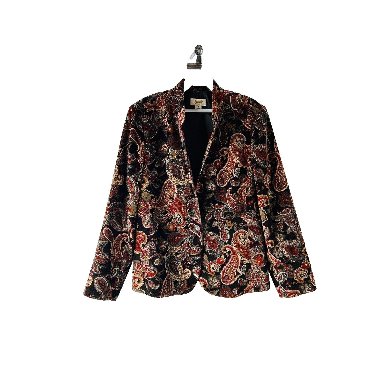 Black velvet paisley blazer deals