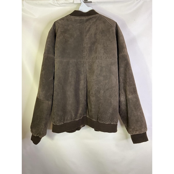 90s Mens XL Suede Leather Zip Bomber Jacket Preppy Grunge, Vintage