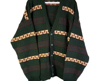 Vintage Yves Saint Laurent Cardigan: Yellow YSL Logo Knit Sweater
