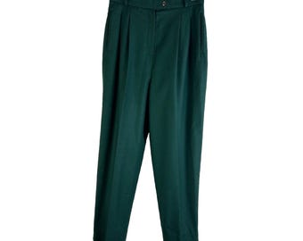 90s Womens 12 Wool Pleated High Rise Trouser Dress Pants Capsule Luxury, Womens Wool Pleated Pants, Vintage Wool Trouser Pants, 90s Pants