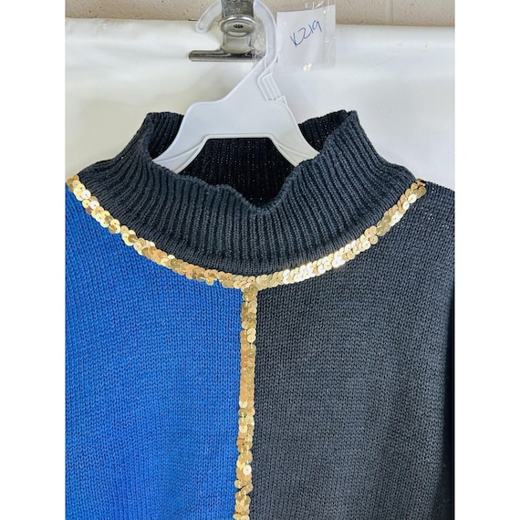 80s Womens Medium Patchwork Color Block Knit Bagg… - image 4