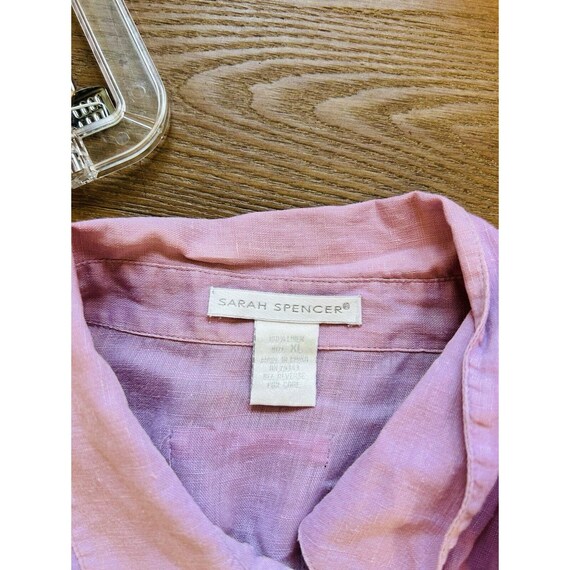 90s Womens XL Linen Button Front Blouse Shirt Pur… - image 2