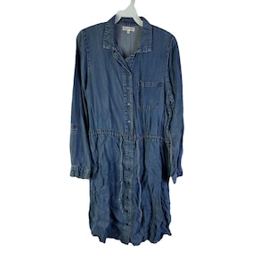 chinese dress ladies Philosophy Womens Tencel Lace Up Denim Dress (Small, Dark Wash) at Amazon  Women's Clothing store main image 1