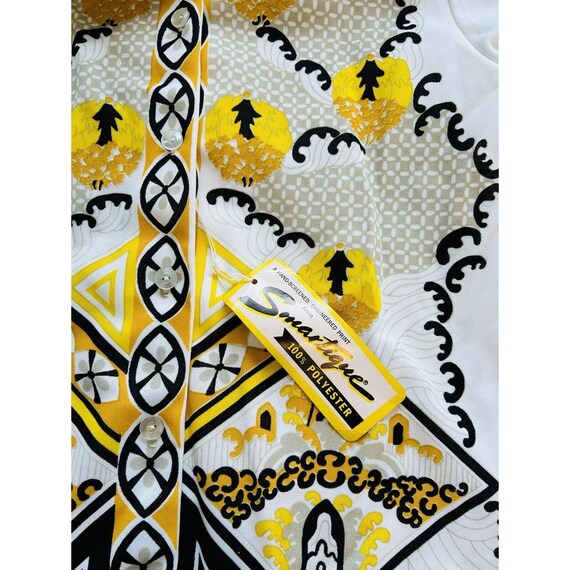 70s Womens Medium Pointed Loop Collar Printed Kni… - image 2